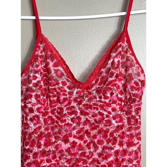 Victoria's Secret Red Mesh Teddy Baby Doll Cheetah Lingerie Intimates Womens S - Picture 5 of 7
